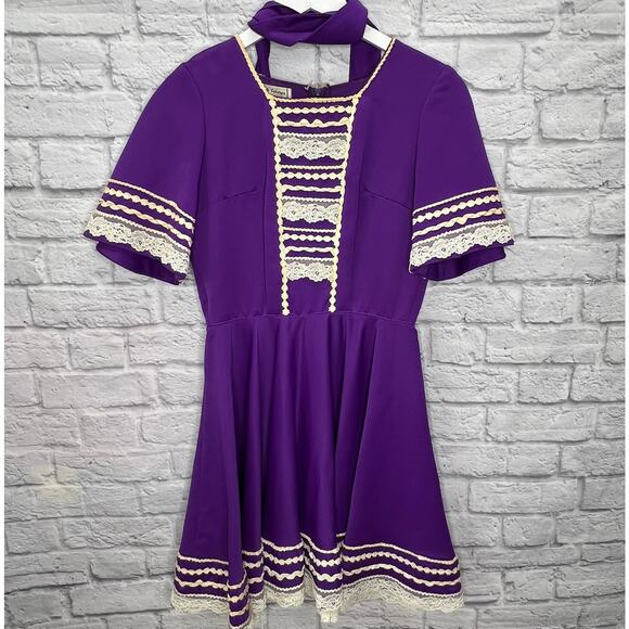 Vintage Kate Schorer Square Dance Full Circle Dress Purple Western Rockabilly S - Picture 2 of 8
